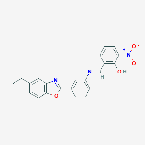 molecular formula C22H17N3O4 B433654 2-[(E)-{[3-(5-ethyl-1,3-benzoxazol-2-yl)phenyl]imino}methyl]-6-nitrophenol 