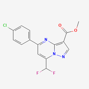 molecular formula C15H10ClF2N3O2 B4336546 methyl 5-(4-chlorophenyl)-7-(difluoromethyl)pyrazolo[1,5-a]pyrimidine-3-carboxylate 