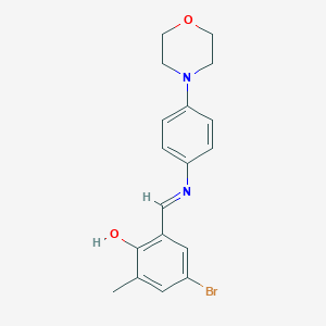 molecular formula C18H19BrN2O2 B433656 4-Bromo-2-methyl-6-({[4-(4-morpholinyl)phenyl]imino}methyl)phenol 