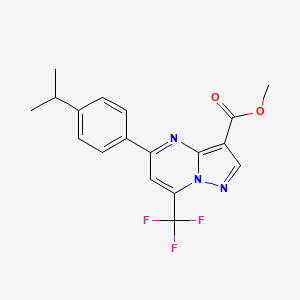 molecular formula C18H16F3N3O2 B4336563 methyl 5-(4-isopropylphenyl)-7-(trifluoromethyl)pyrazolo[1,5-a]pyrimidine-3-carboxylate 