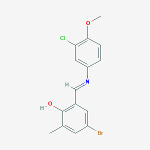 molecular formula C15H13BrClNO2 B433657 4-bromo-2-{(E)-[(3-chloro-4-methoxyphenyl)imino]methyl}-6-methylphenol 