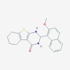 molecular formula C21H20N2O2S B433658 2-(2-methoxy-1-naphthyl)-2,3,5,6,7,8-hexahydro[1]benzothieno[2,3-d]pyrimidin-4(1H)-one CAS No. 303132-62-9