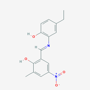 molecular formula C16H16N2O4 B433660 2-{[(5-Ethyl-2-hydroxyphenyl)imino]methyl}-4-nitro-6-methylphenol 
