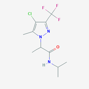 molecular formula C11H15ClF3N3O B4336605 2-[4-chloro-5-methyl-3-(trifluoromethyl)-1H-pyrazol-1-yl]-N-isopropylpropanamide 