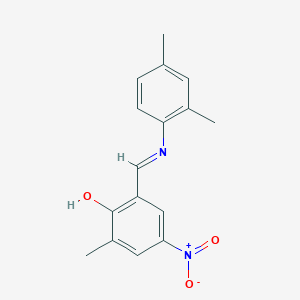 molecular formula C16H16N2O3 B433661 2-{[(2,4-Dimethylphenyl)imino]methyl}-4-nitro-6-methylphenol 
