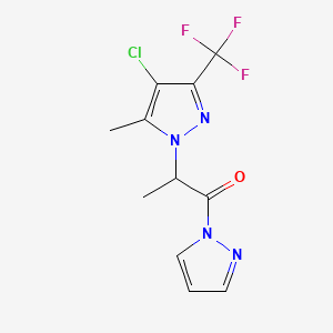 molecular formula C11H10ClF3N4O B4336610 2-[4-CHLORO-5-METHYL-3-(TRIFLUOROMETHYL)-1H-PYRAZOL-1-YL]-1-(1H-PYRAZOL-1-YL)-1-PROPANONE 