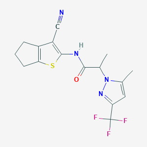 N-(3-cyano-5,6-dihydro-4H-cyclopenta[b]thiophen-2-yl)-2-[5-methyl-3-(trifluoromethyl)-1H-pyrazol-1-yl]propanamide