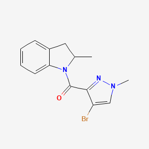 molecular formula C14H14BrN3O B4336708 (4-bromo-1-methyl-1H-pyrazol-3-yl)(2-methyl-2,3-dihydro-1H-indol-1-yl)methanone 