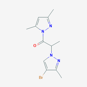 molecular formula C12H15BrN4O B4336762 4-bromo-1-[2-(3,5-dimethyl-1H-pyrazol-1-yl)-1-methyl-2-oxoethyl]-3-methyl-1H-pyrazole 