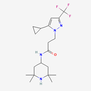 molecular formula C19H29F3N4O B4336774 3-[5-CYCLOPROPYL-3-(TRIFLUOROMETHYL)-1H-PYRAZOL-1-YL]-N~1~-(2,2,6,6-TETRAMETHYL-4-PIPERIDYL)PROPANAMIDE 