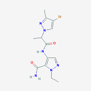 molecular formula C13H17BrN6O2 B4336775 4-{[2-(4-bromo-3-methyl-1H-pyrazol-1-yl)propanoyl]amino}-1-ethyl-1H-pyrazole-5-carboxamide 