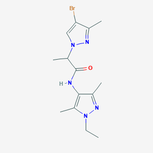 molecular formula C14H20BrN5O B4336779 2-(4-bromo-3-methyl-1H-pyrazol-1-yl)-N-(1-ethyl-3,5-dimethyl-1H-pyrazol-4-yl)propanamide 