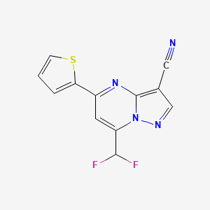 molecular formula C12H6F2N4S B4336785 7-(DIFLUOROMETHYL)-5-(2-THIENYL)PYRAZOLO[1,5-A]PYRIMIDIN-3-YL CYANIDE 