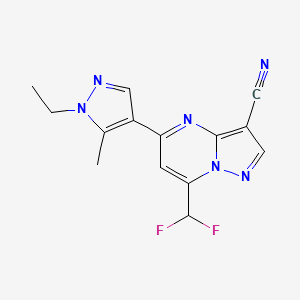 molecular formula C14H12F2N6 B4336796 7-(difluoromethyl)-5-(1-ethyl-5-methyl-1H-pyrazol-4-yl)pyrazolo[1,5-a]pyrimidine-3-carbonitrile 