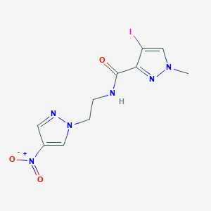 molecular formula C10H11IN6O3 B4336850 4-IODO-1-METHYL-N~3~-[2-(4-NITRO-1H-PYRAZOL-1-YL)ETHYL]-1H-PYRAZOLE-3-CARBOXAMIDE 