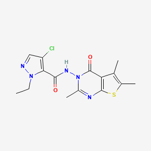 4-CHLORO-1-ETHYL-N-[2,5,6-TRIMETHYL-4-OXOTHIENO[2,3-D]PYRIMIDIN-3(4H)-YL]-1H-PYRAZOLE-5-CARBOXAMIDE