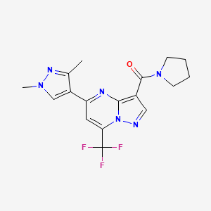 molecular formula C17H17F3N6O B4336871 [5-(1,3-DIMETHYL-1H-PYRAZOL-4-YL)-7-(TRIFLUOROMETHYL)PYRAZOLO[1,5-A]PYRIMIDIN-3-YL](1-PYRROLIDINYL)METHANONE 