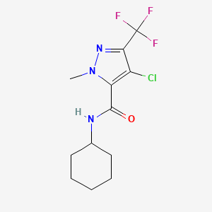 molecular formula C12H15ClF3N3O B4336884 4-chloro-N-cyclohexyl-1-methyl-3-(trifluoromethyl)-1H-pyrazole-5-carboxamide 