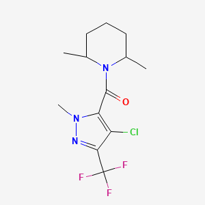 molecular formula C13H17ClF3N3O B4336905 [4-CHLORO-1-METHYL-3-(TRIFLUOROMETHYL)-1H-PYRAZOL-5-YL](2,6-DIMETHYLPIPERIDINO)METHANONE 