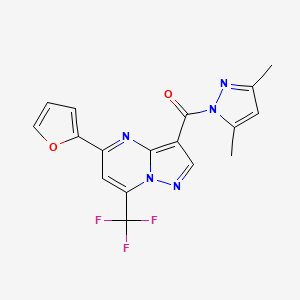 molecular formula C17H12F3N5O2 B4336928 (3,5-DIMETHYL-1H-PYRAZOL-1-YL)[5-(2-FURYL)-7-(TRIFLUOROMETHYL)PYRAZOLO[1,5-A]PYRIMIDIN-3-YL]METHANONE 