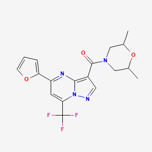 molecular formula C18H17F3N4O3 B4336933 (2,6-DIMETHYLMORPHOLINO)[5-(2-FURYL)-7-(TRIFLUOROMETHYL)PYRAZOLO[1,5-A]PYRIMIDIN-3-YL]METHANONE 