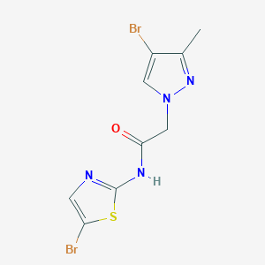 molecular formula C9H8Br2N4OS B4336968 2-(4-bromo-3-methyl-1H-pyrazol-1-yl)-N-(5-bromo-1,3-thiazol-2-yl)acetamide 