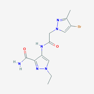 molecular formula C12H15BrN6O2 B4336975 4-{[2-(4-BROMO-3-METHYL-1H-PYRAZOL-1-YL)ACETYL]AMINO}-1-ETHYL-1H-PYRAZOLE-3-CARBOXAMIDE 