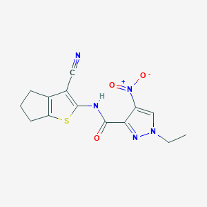 N-(3-cyano-5,6-dihydro-4H-cyclopenta[b]thiophen-2-yl)-1-ethyl-4-nitro-1H-pyrazole-3-carboxamide