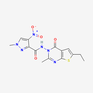 N-(6-ethyl-2-methyl-4-oxothieno[2,3-d]pyrimidin-3(4H)-yl)-1-methyl-4-nitro-1H-pyrazole-3-carboxamide