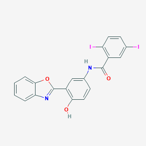 molecular formula C20H12I2N2O3 B433705 N-[3-(1,3-benzoxazol-2-yl)-4-hydroxyphenyl]-2,5-diiodobenzamide 