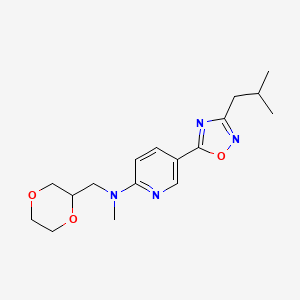 molecular formula C17H24N4O3 B4337067 N-(1,4-dioxan-2-ylmethyl)-5-(3-isobutyl-1,2,4-oxadiazol-5-yl)-N-methyl-2-pyridinamine 