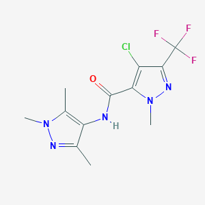 molecular formula C12H13ClF3N5O B4337202 4-chloro-1-methyl-3-(trifluoromethyl)-N-(1,3,5-trimethyl-1H-pyrazol-4-yl)-1H-pyrazole-5-carboxamide 