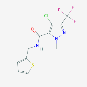 molecular formula C11H9ClF3N3OS B4337207 4-chloro-1-methyl-N-(2-thienylmethyl)-3-(trifluoromethyl)-1H-pyrazole-5-carboxamide 