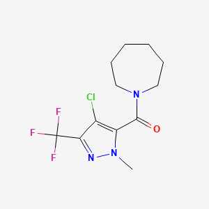 molecular formula C12H15ClF3N3O B4337324 1-AZEPANYL[4-CHLORO-1-METHYL-3-(TRIFLUOROMETHYL)-1H-PYRAZOL-5-YL]METHANONE 