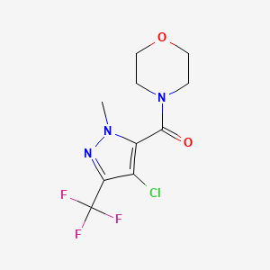 molecular formula C10H11ClF3N3O2 B4337334 [4-CHLORO-1-METHYL-3-(TRIFLUOROMETHYL)-1H-PYRAZOL-5-YL](MORPHOLINO)METHANONE 