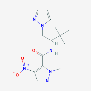 molecular formula C14H20N6O3 B4337369 N-[2,2-dimethyl-1-(1H-pyrazol-1-ylmethyl)propyl]-1-methyl-4-nitro-1H-pyrazole-5-carboxamide 