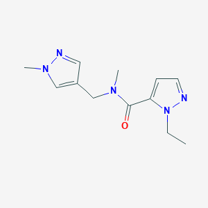 molecular formula C12H17N5O B4337385 1-ethyl-N-methyl-N-[(1-methyl-1H-pyrazol-4-yl)methyl]-1H-pyrazole-5-carboxamide 