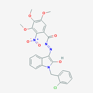 molecular formula C25H21ClN4O7 B433741 N'-[1-(2-chlorobenzyl)-2-oxo-1,2-dihydro-3H-indol-3-ylidene]-2-nitro-3,4,5-trimethoxybenzohydrazide 