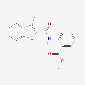 molecular formula C18H15NO4 B433743 Methyl 2-{[(3-methyl-1-benzofuran-2-yl)carbonyl]amino}benzoate CAS No. 353465-87-9