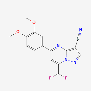 molecular formula C16H12F2N4O2 B4337432 7-(DIFLUOROMETHYL)-5-(3,4-DIMETHOXYPHENYL)PYRAZOLO[1,5-A]PYRIMIDIN-3-YL CYANIDE 