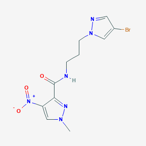 molecular formula C11H13BrN6O3 B4337437 N-[3-(4-bromo-1H-pyrazol-1-yl)propyl]-1-methyl-4-nitro-1H-pyrazole-3-carboxamide 