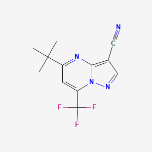 molecular formula C12H11F3N4 B4337438 5-tert-butyl-7-(trifluoromethyl)pyrazolo[1,5-a]pyrimidine-3-carbonitrile 