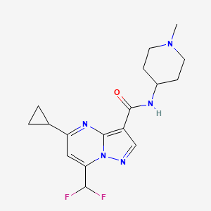 molecular formula C17H21F2N5O B4337452 5-cyclopropyl-7-(difluoromethyl)-N-(1-methyl-4-piperidinyl)pyrazolo[1,5-a]pyrimidine-3-carboxamide 