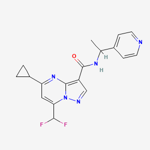 molecular formula C18H17F2N5O B4337458 5-CYCLOPROPYL-7-(DIFLUOROMETHYL)-N-[1-(4-PYRIDYL)ETHYL]PYRAZOLO[1,5-A]PYRIMIDINE-3-CARBOXAMIDE 