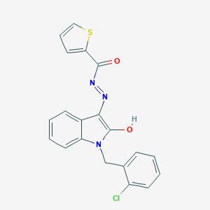 molecular formula C20H14ClN3O2S B433748 N'-[1-(2-chlorobenzyl)-2-oxo-1,2-dihydro-3H-indol-3-ylidene]-2-thiophenecarbohydrazide CAS No. 353465-77-7