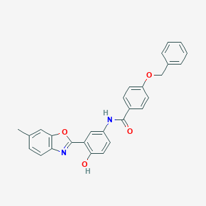 molecular formula C28H22N2O4 B433754 4-(benzyloxy)-N-[4-hydroxy-3-(6-methyl-1,3-benzoxazol-2-yl)phenyl]benzamide 