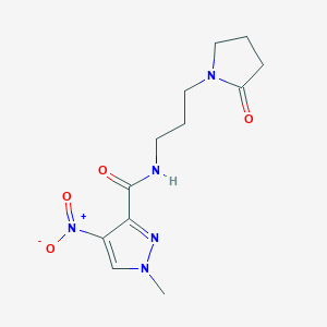 molecular formula C12H17N5O4 B4337541 1-methyl-4-nitro-N-[3-(2-oxo-1-pyrrolidinyl)propyl]-1H-pyrazole-3-carboxamide 