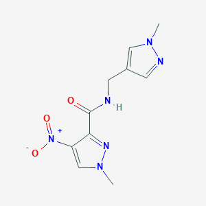 molecular formula C10H12N6O3 B4337554 1-methyl-N-[(1-methyl-1H-pyrazol-4-yl)methyl]-4-nitro-1H-pyrazole-3-carboxamide 