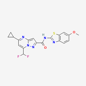 molecular formula C19H15F2N5O2S B4337562 5-CYCLOPROPYL-7-(DIFLUOROMETHYL)-N~2~-(6-METHOXY-1,3-BENZOTHIAZOL-2-YL)PYRAZOLO[1,5-A]PYRIMIDINE-2-CARBOXAMIDE 