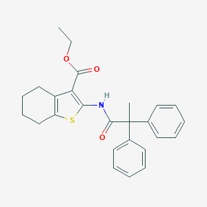 molecular formula C26H27NO3S B433757 Ethyl 2-[(2,2-diphenylpropanoyl)amino]-4,5,6,7-tetrahydro-1-benzothiophene-3-carboxylate CAS No. 353466-90-7